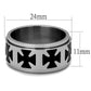 MATK2391 - High polished (no plating) Stainless Steel Ring with Epoxy  in Jet