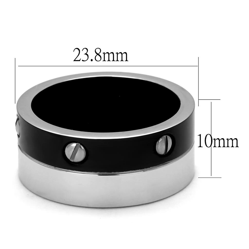 MATK2397 - Two-Tone IP Black (Ion Plating) Stainless Steel Ring with No Stone