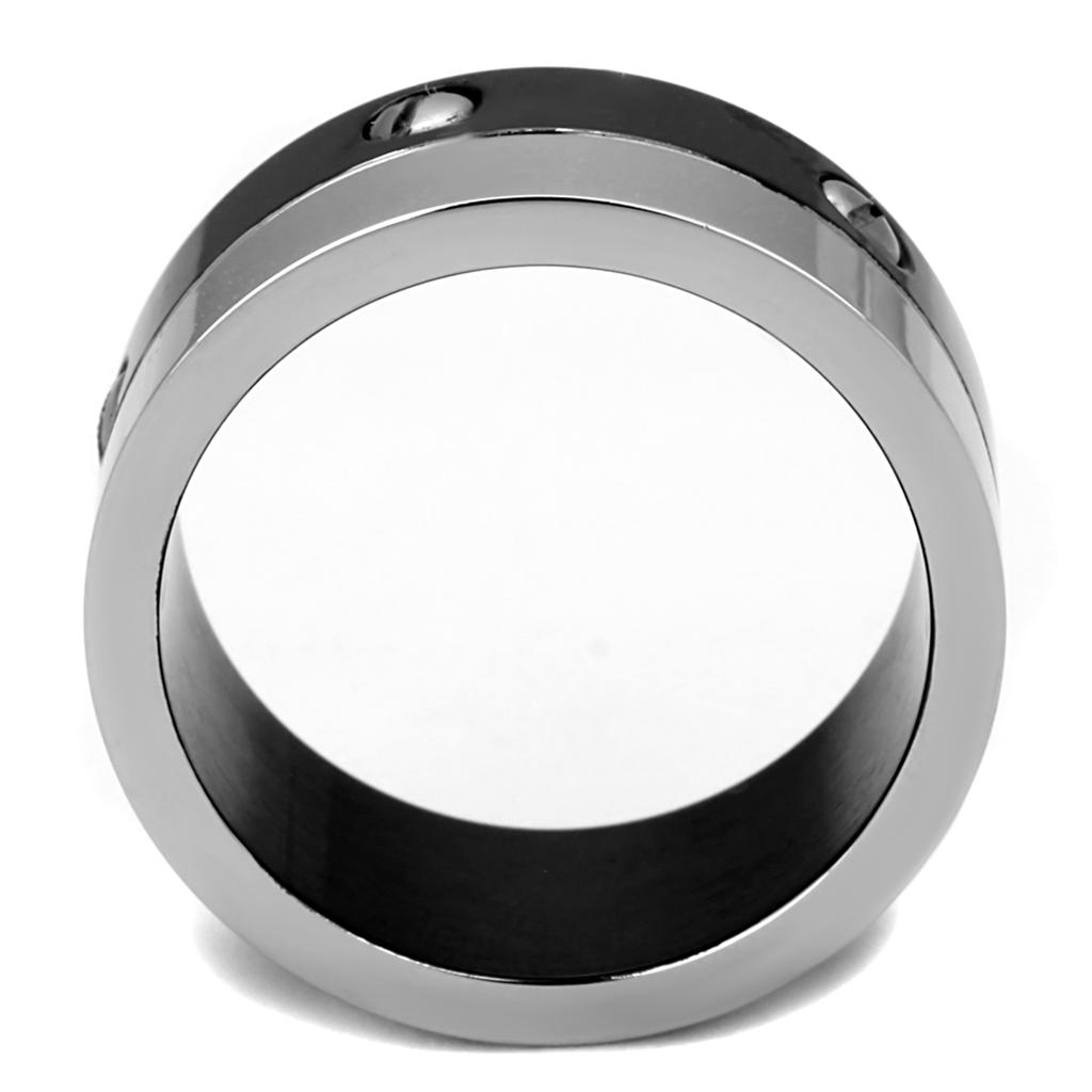 MATK2397 - Two-Tone IP Black (Ion Plating) Stainless Steel Ring with No Stone
