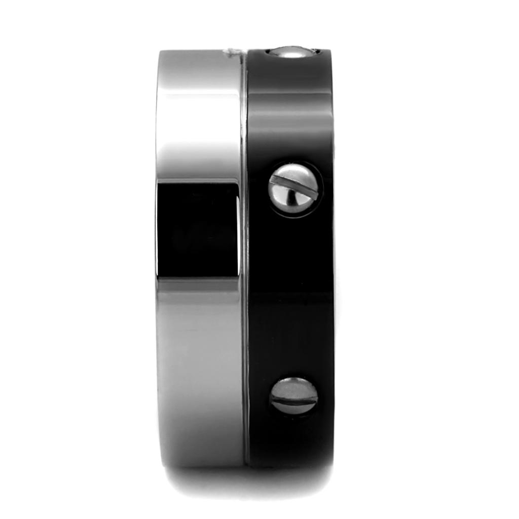 MATK2397 - Two-Tone IP Black (Ion Plating) Stainless Steel Ring with No Stone