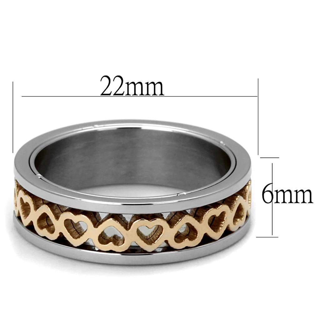 MATK2398 - Two-Tone IP Rose Gold Stainless Steel Ring with No Stone