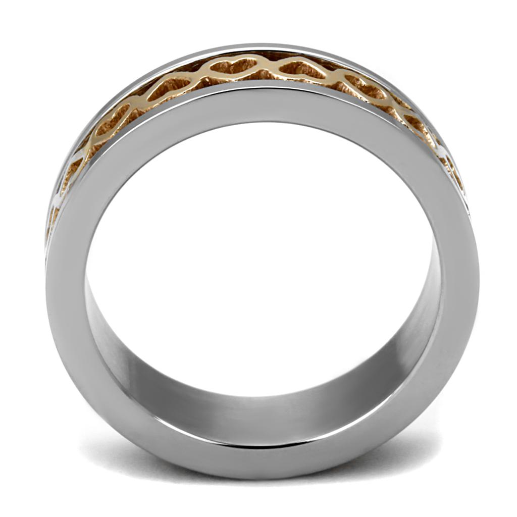 MATK2398 - Two-Tone IP Rose Gold Stainless Steel Ring with No Stone