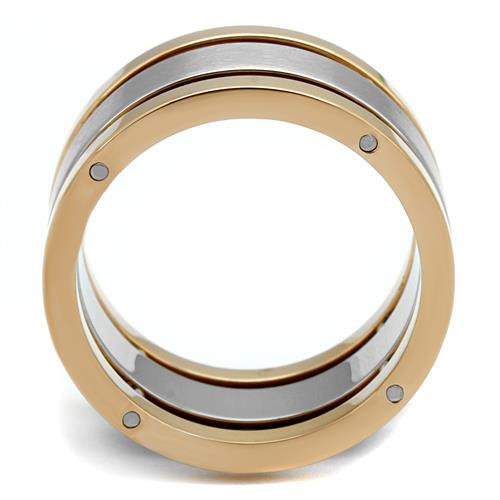 MATK2402 - Two-Tone IP Rose Gold Stainless Steel Ring with No Stone