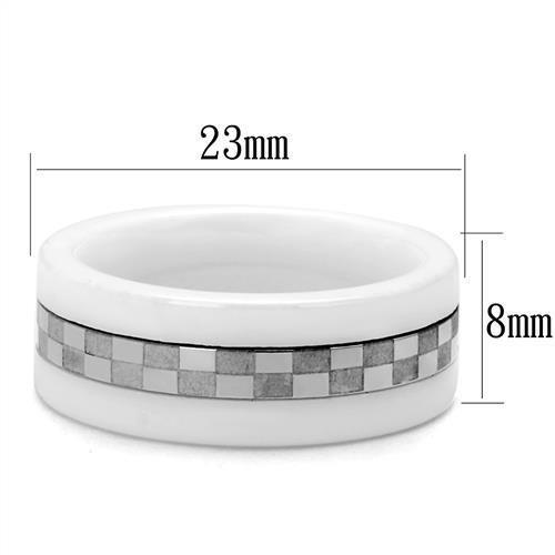 MATK2403 - High polished (no plating) Stainless Steel Ring with Ceramic  in White