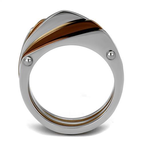 MATK2404 - Two Tone IP Light Brown (IP Light coffee) Stainless Steel Ring with No Stone