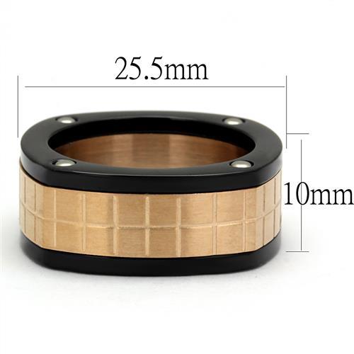 MATK2406 - Three Tone (IP Rose Gold & IP Black & High Polished) Stainless Steel Ring with No Stone