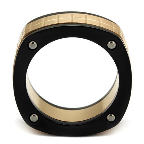 MATK2406 - Three Tone (IP Rose Gold & IP Black & High Polished) Stainless Steel Ring with No Stone