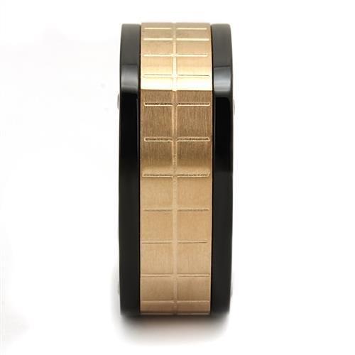 MATK2406 - Three Tone (IP Rose Gold & IP Black & High Polished) Stainless Steel Ring with No Stone