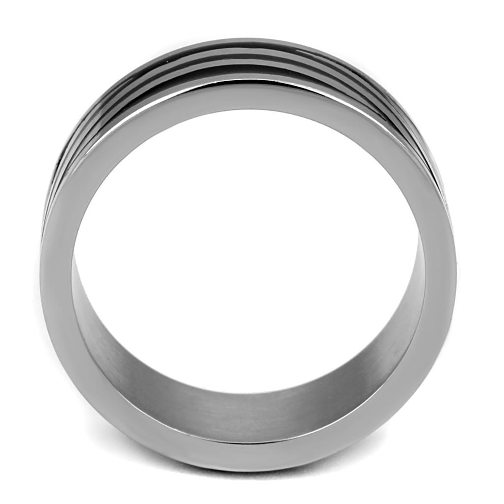 MATK2411 - High polished (no plating) Stainless Steel Ring with Epoxy  in Jet