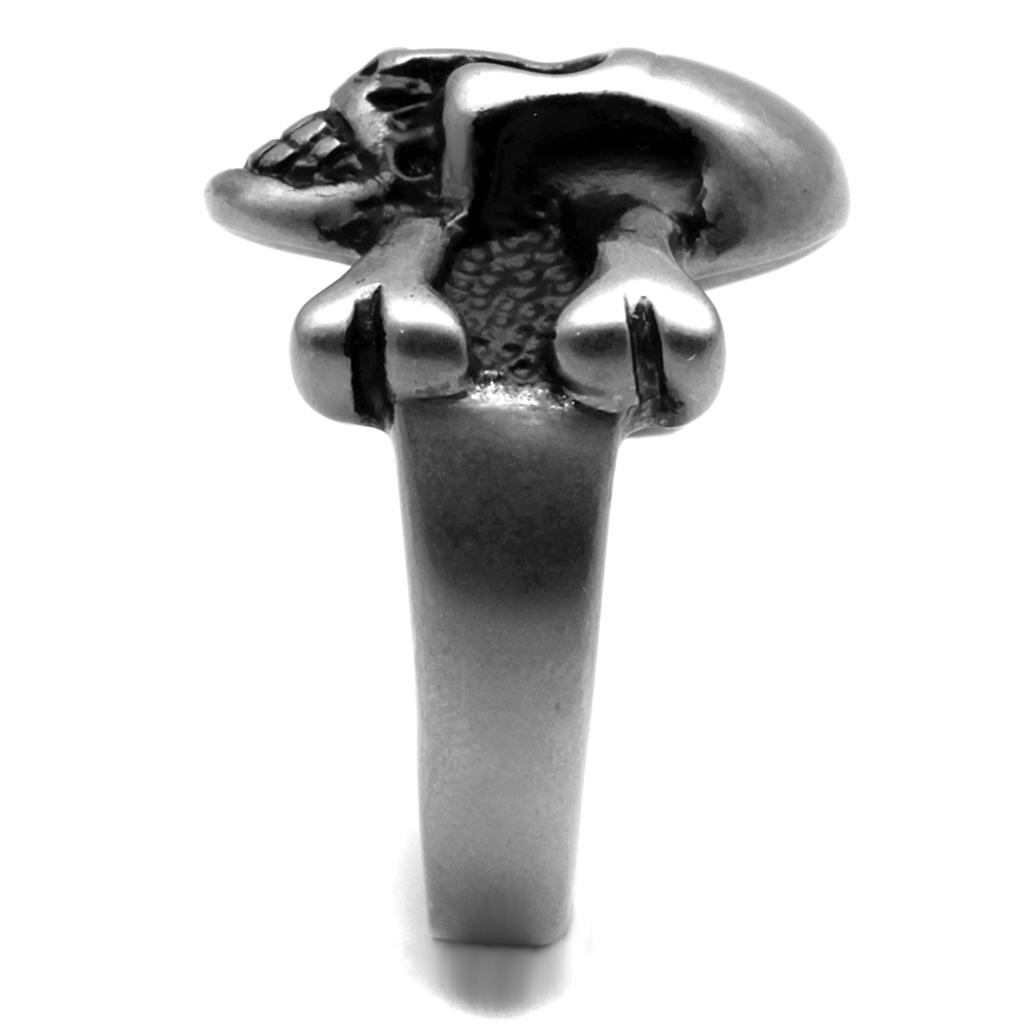 MATK2416 - Antique Silver Stainless Steel Ring with Epoxy  in Jet