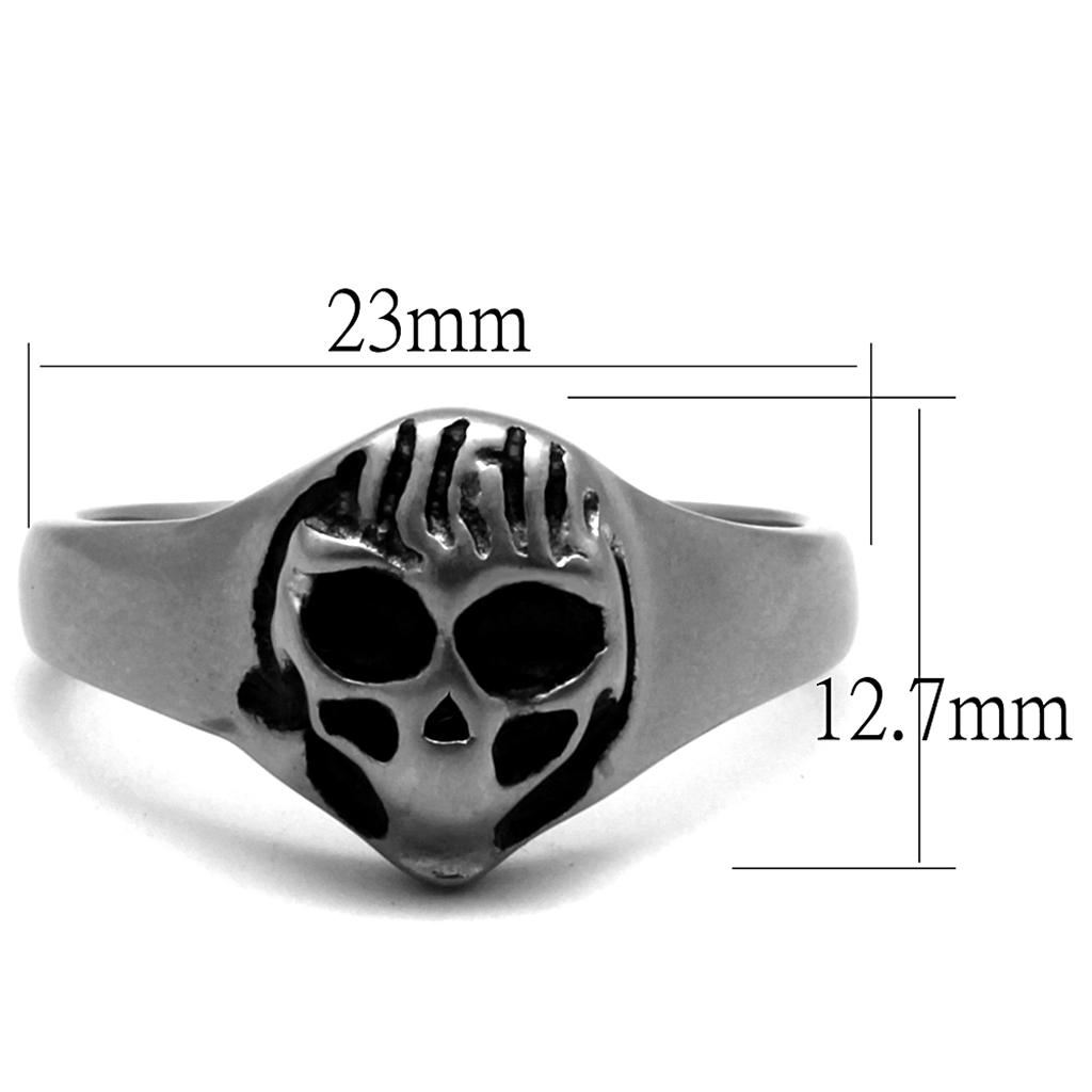 MATK2417 - Antique Silver Stainless Steel Ring with Epoxy  in Jet