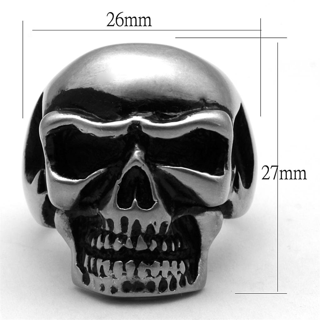 MATK2419 - Antique Silver Stainless Steel Ring with Epoxy  in Jet
