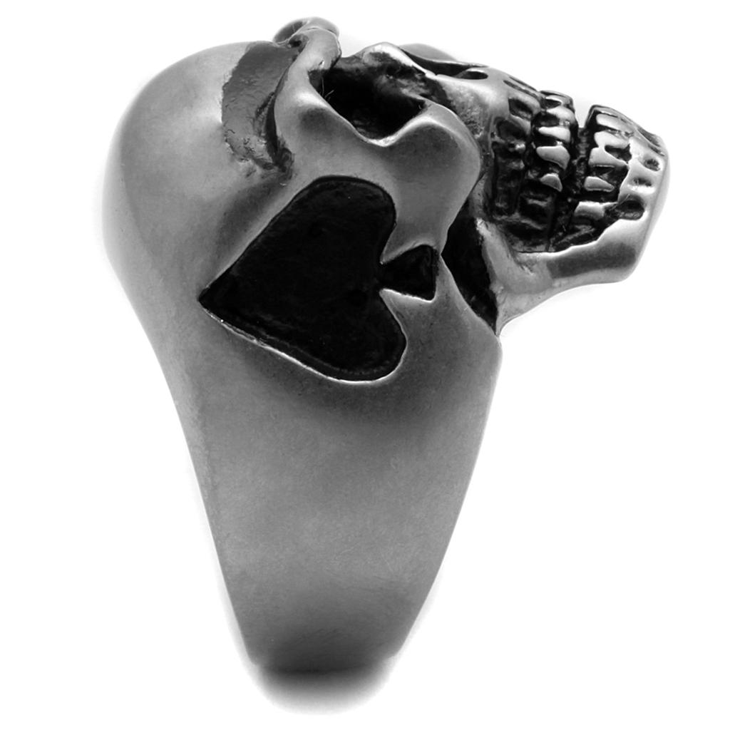 MATK2419 - Antique Silver Stainless Steel Ring with Epoxy  in Jet