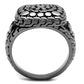 MATK2420 - Antique Silver Stainless Steel Ring with Epoxy  in Jet