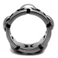 MATK2421 - Antique Silver Stainless Steel Ring with Epoxy  in Jet