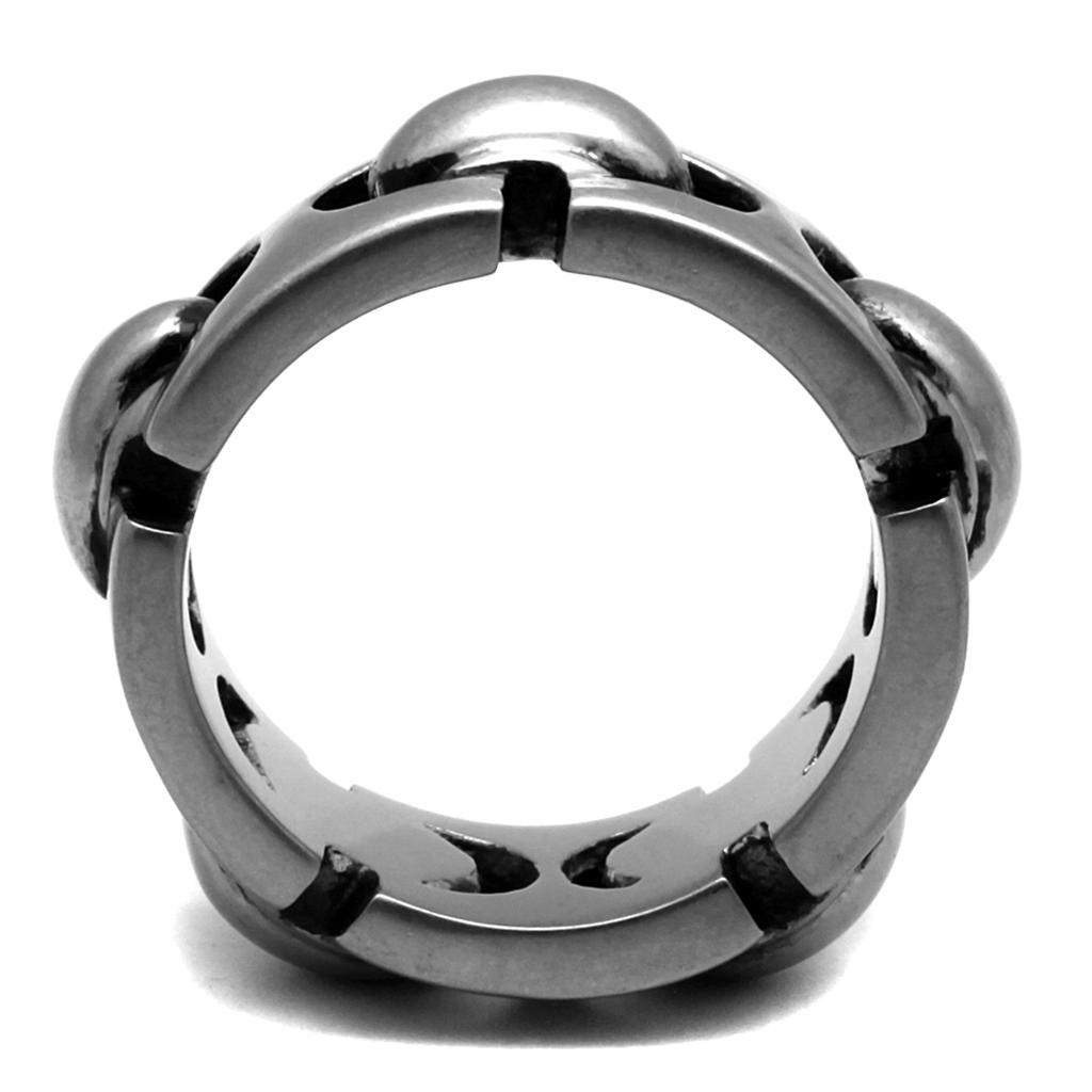 MATK2421 - Antique Silver Stainless Steel Ring with Epoxy  in Jet