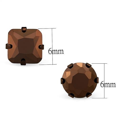 MATK2443 - Two Tone IP Light Brown (IP Light coffee) Stainless Steel Earrings with AAA Grade CZ  in Light Coffee