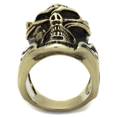 MATK2446 - IP Antique Copper Stainless Steel Ring with Epoxy  in Jet
