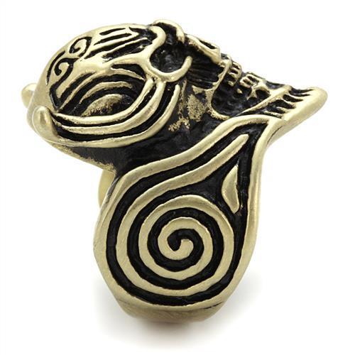 MATK2446 - IP Antique Copper Stainless Steel Ring with Epoxy  in Jet