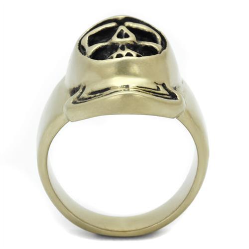 MATK2447 - IP Antique Copper Stainless Steel Ring with Epoxy  in Jet