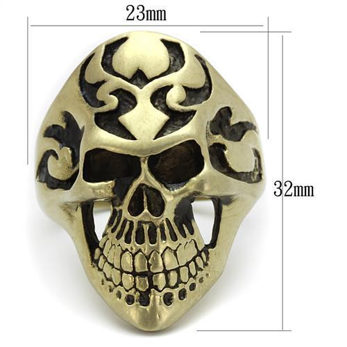 MATK2448 - IP Antique Copper Stainless Steel Ring with Epoxy  in Jet