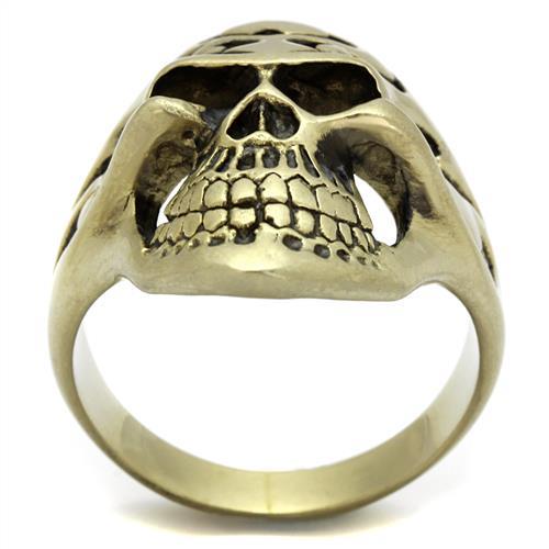 MATK2448 - IP Antique Copper Stainless Steel Ring with Epoxy  in Jet