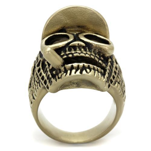MATK2449 - IP Antique Copper Stainless Steel Ring with Epoxy  in Jet