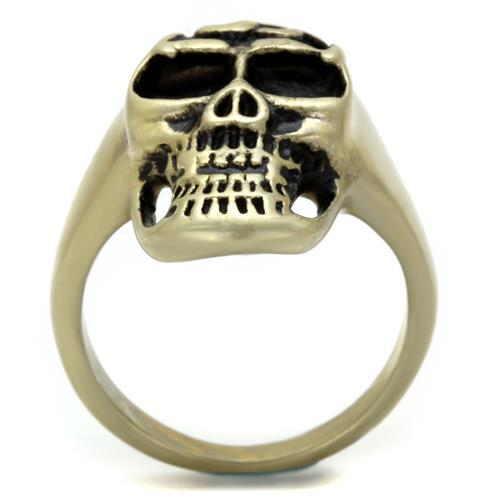MATK2450 - IP Antique Copper Stainless Steel Ring with Epoxy  in Jet