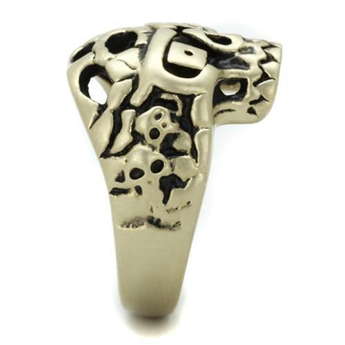 MATK2452 - IP Antique Copper Stainless Steel Ring with Epoxy  in Jet
