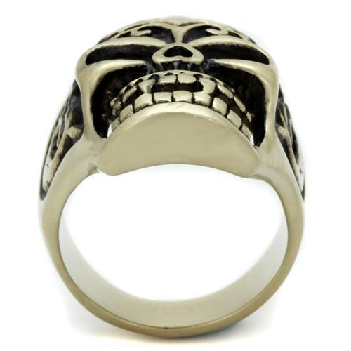 MATK2454 - IP Antique Copper Stainless Steel Ring with Epoxy  in Jet