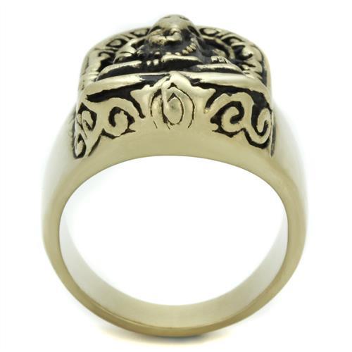 MATK2457 - IP Antique Copper Stainless Steel Ring with Epoxy  in Jet