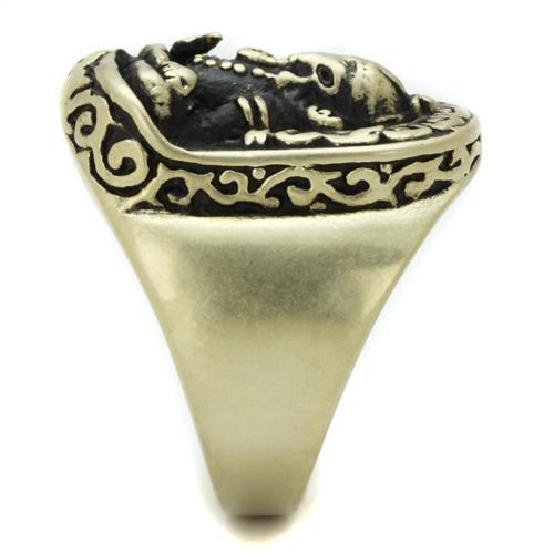 MATK2457 - IP Antique Copper Stainless Steel Ring with Epoxy  in Jet