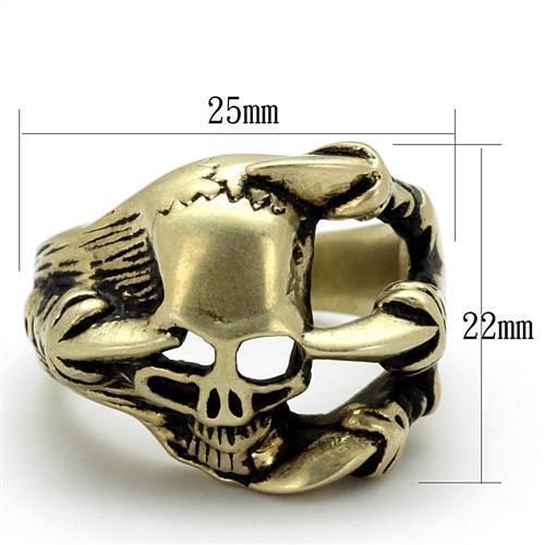MATK2464 - IP Antique Copper Stainless Steel Ring with Epoxy  in Jet