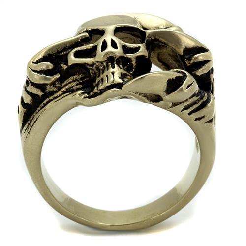 MATK2464 - IP Antique Copper Stainless Steel Ring with Epoxy  in Jet