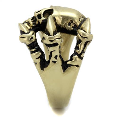 MATK2464 - IP Antique Copper Stainless Steel Ring with Epoxy  in Jet