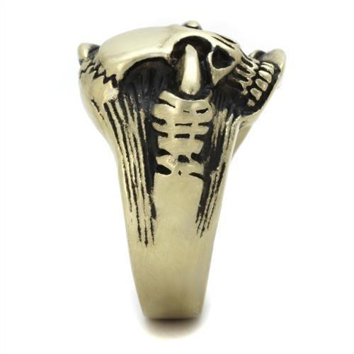 MATK2464 - IP Antique Copper Stainless Steel Ring with Epoxy  in Jet