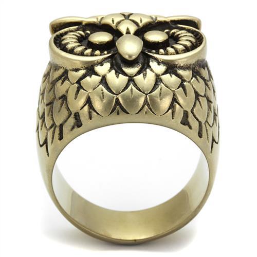 MATK2468 - IP Antique Copper Stainless Steel Ring with Epoxy  in Jet