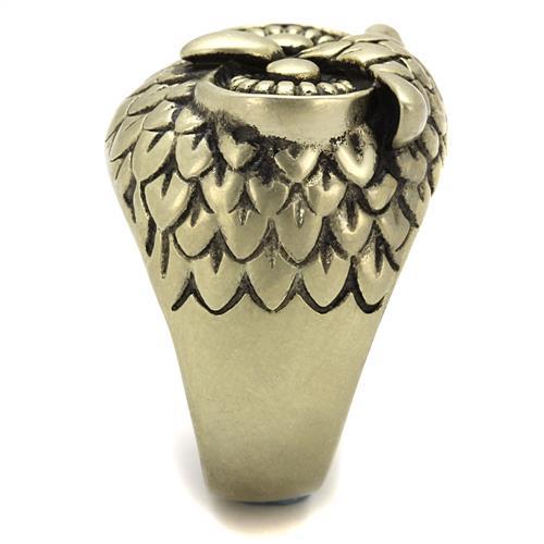MATK2468 - IP Antique Copper Stainless Steel Ring with Epoxy  in Jet