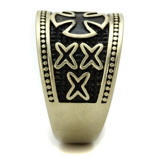 MATK2469 - IP Antique Copper Stainless Steel Ring with Epoxy  in Jet