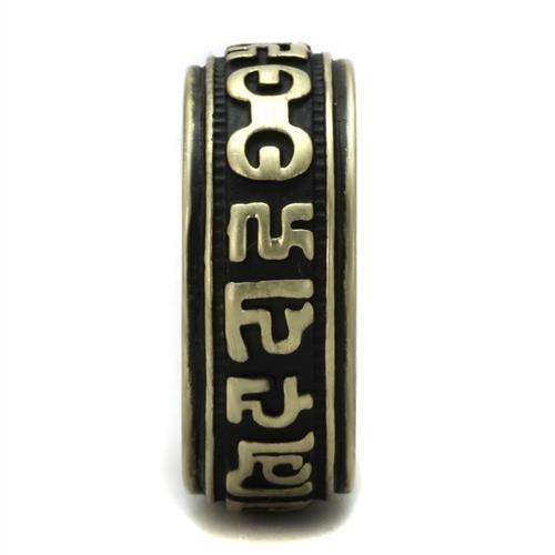 MATK2471 - IP Antique Copper Stainless Steel Ring with Epoxy  in Jet