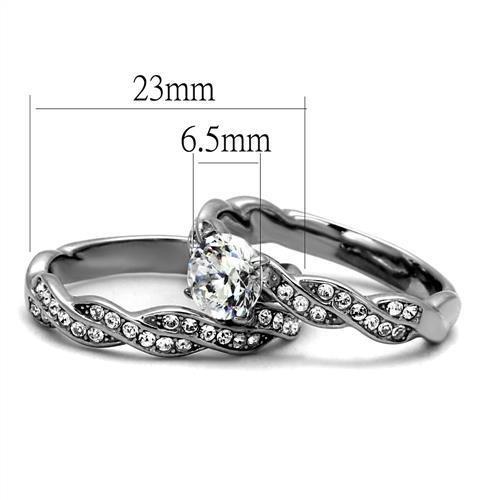 MATK2475 - High polished (no plating) Stainless Steel Ring with AAA Grade CZ  in Clear