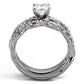MATK2475 - High polished (no plating) Stainless Steel Ring with AAA Grade CZ  in Clear