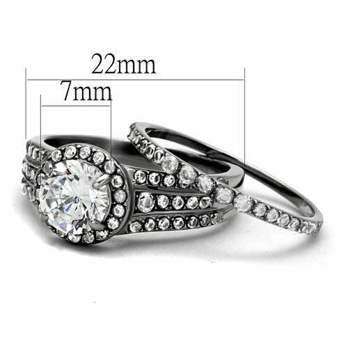 MATK2476 - High polished (no plating) Stainless Steel Ring with AAA Grade CZ  in Clear