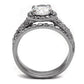 MATK2476 - High polished (no plating) Stainless Steel Ring with AAA Grade CZ  in Clear