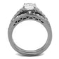 MATK2477 - High polished (no plating) Stainless Steel Ring with AAA Grade CZ  in Clear