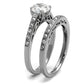 MATK2477 - High polished (no plating) Stainless Steel Ring with AAA Grade CZ  in Clear