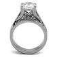 MATK2478 - High polished (no plating) Stainless Steel Ring with AAA Grade CZ  in Clear