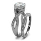 MATK2478 - High polished (no plating) Stainless Steel Ring with AAA Grade CZ  in Clear