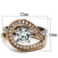 MATK2479 - Two-Tone IP Rose Gold Stainless Steel Ring with AAA Grade CZ  in Clear