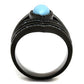 MATK2482 - IP Black(Ion Plating) Stainless Steel Ring with Synthetic Turquoise in Sea Blue